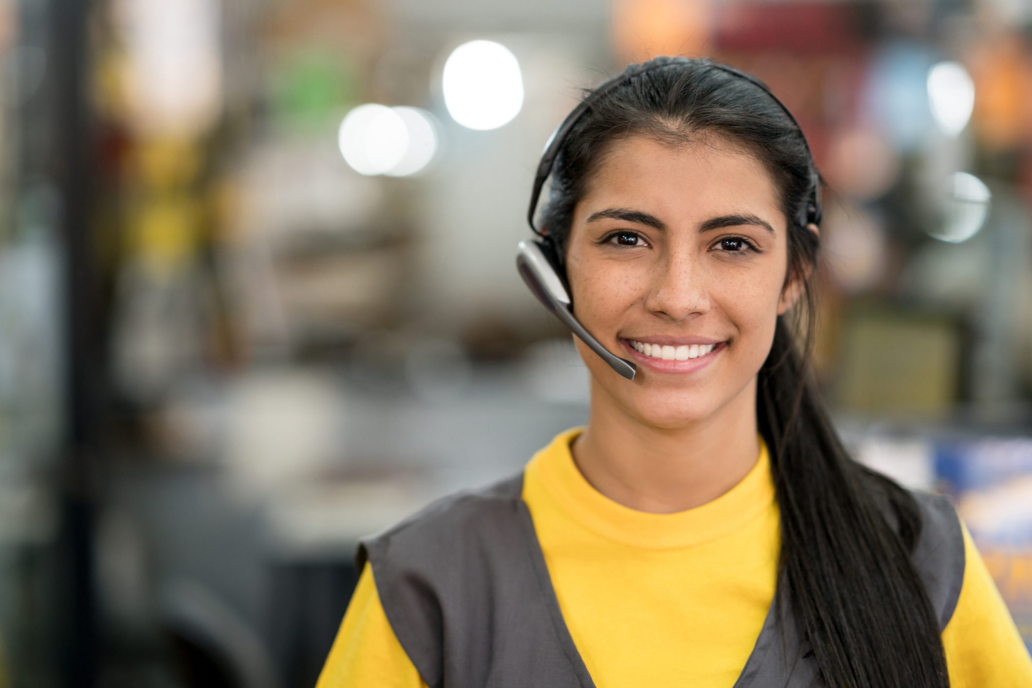 Frau mit Headset